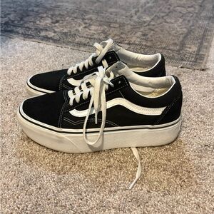 Vans Women's Black and White Platform Sneakers